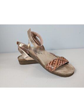Naot Abbie sandal rose metallic toned brown woven leather women's size 7